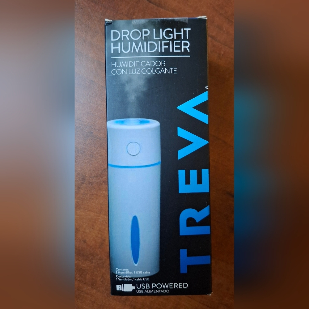 Treva Drop Light Humidifier w/ Color Changing Lights USB Powered Portable NEW